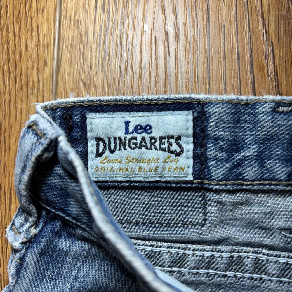 VTG Lee Dungarees Loose Straight Leg Fit Blue Jeans 90s Mens 36x33 Baggy Denim - Picture 5 of 10